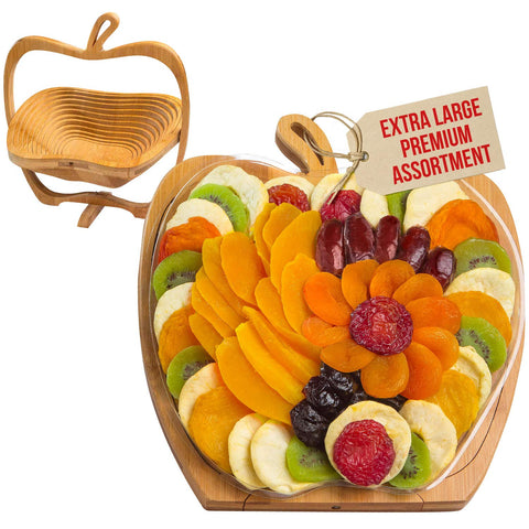 Dried Fruit Gift Basket Tray Turns into Basket, Healthy Gourmet Snack Box, Holiday Food Tray - Bonnie & Pop